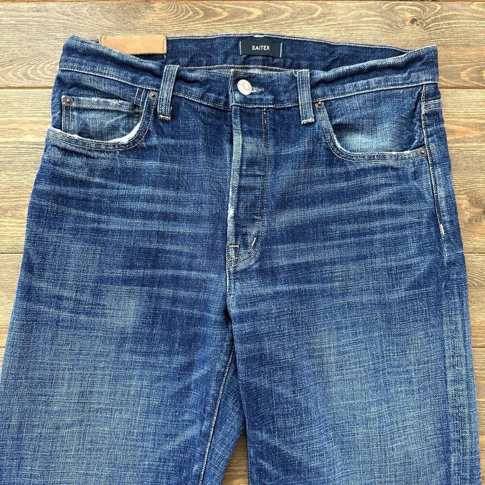 Saitex Men’s Jeans 30x29 Button Fly Medium Wash Straight Fit Sustainable Company - Picture 3 of 15